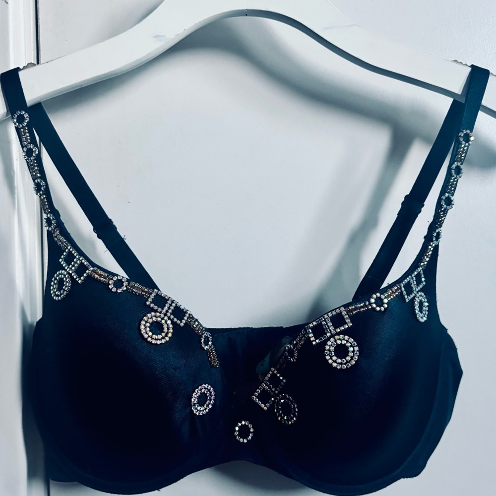 Marciano Black Structured Bra with Metal Accents